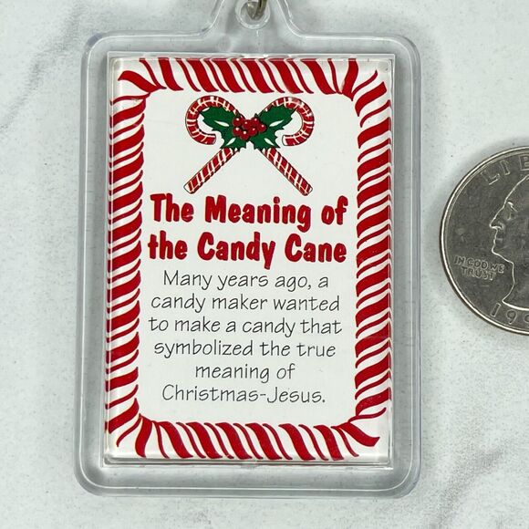 Jesus Meaning of Candy Cane Christmas Double Sided Keychain Keyring - Picture 4 of 6